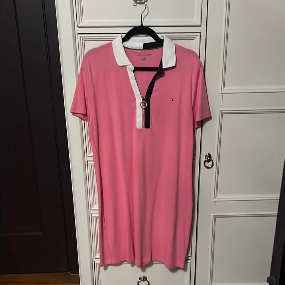 Pink Polo Dress with Zipper Detail